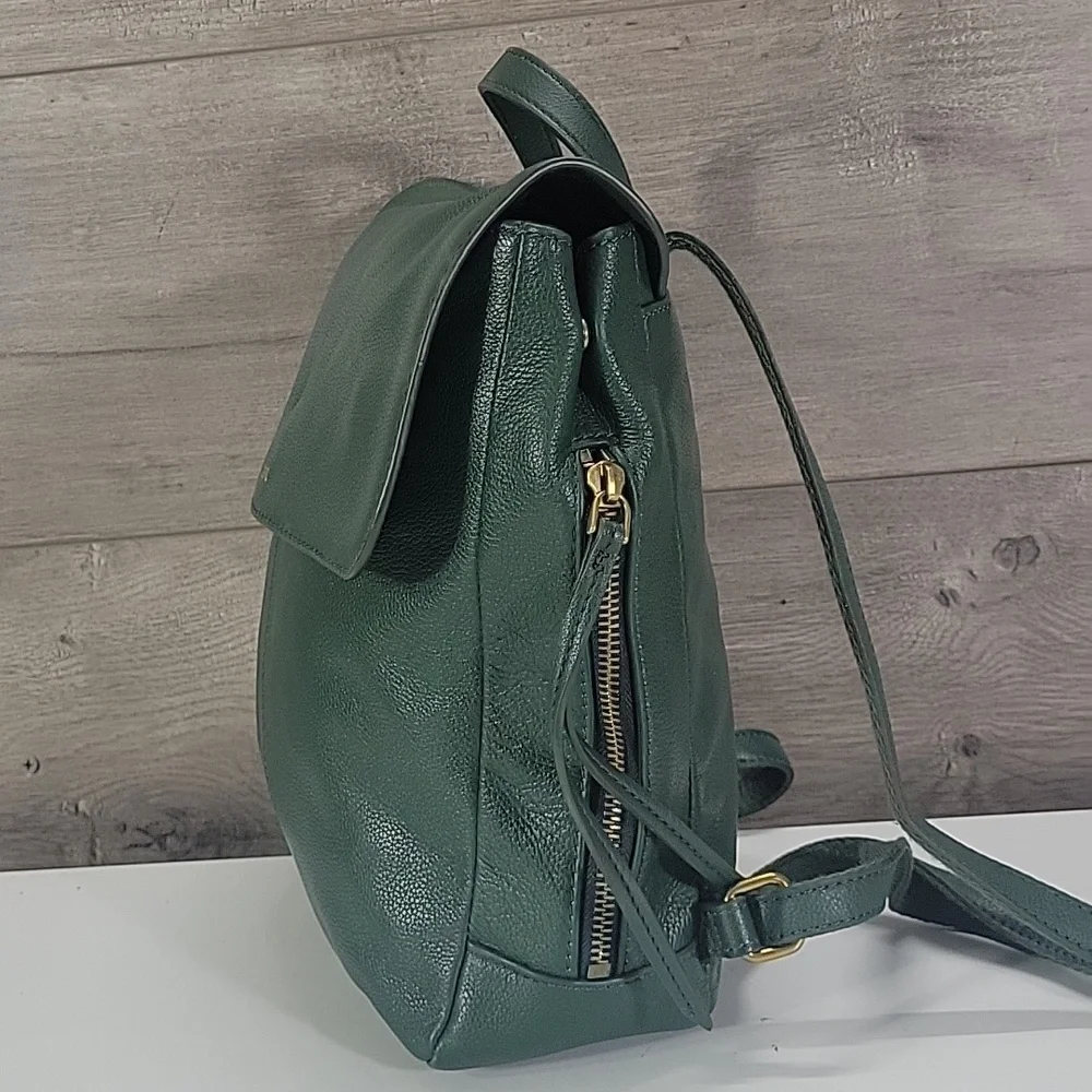 Fossil Green Leather Backpack Shoulder Bag